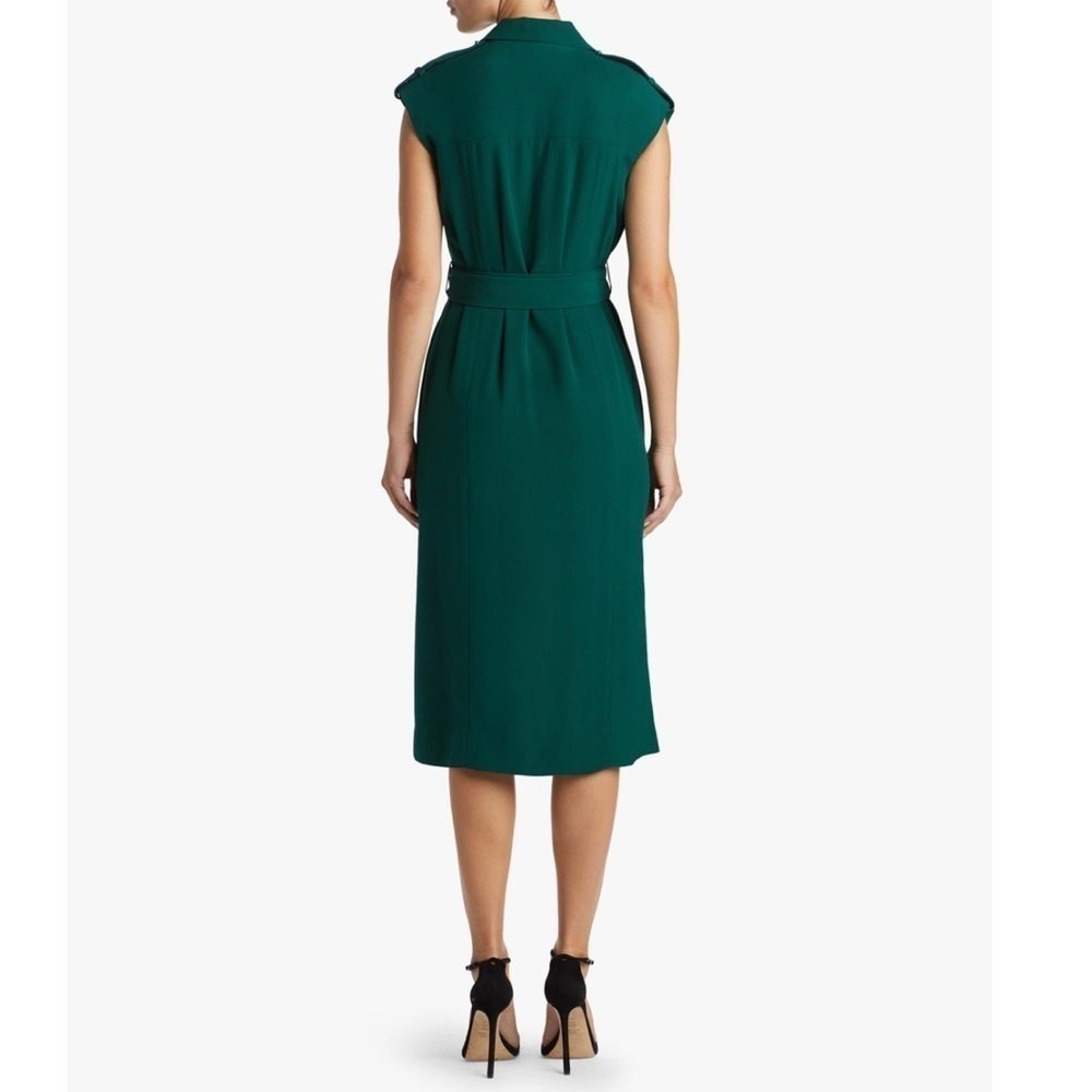 Jason Wu 12 Green Satin Crepe Wrap Midi Dress - Picture 3 of 12